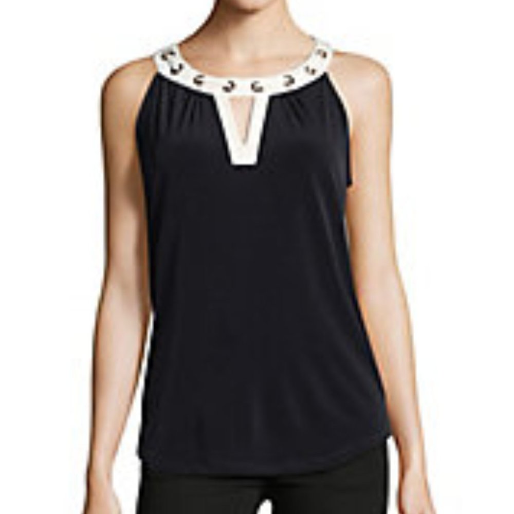 Ivanka Trump Sleeveless Top with Gold/Bronze Design - Great Condition!